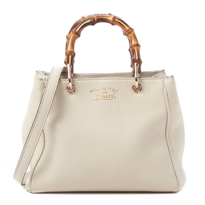 Gucci Calfskin Mini Bamboo Shopper Tote Off White 1 of 8