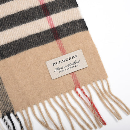 Burberry Cashmere Giant Check Fringe Scarf Camel 2 of 4