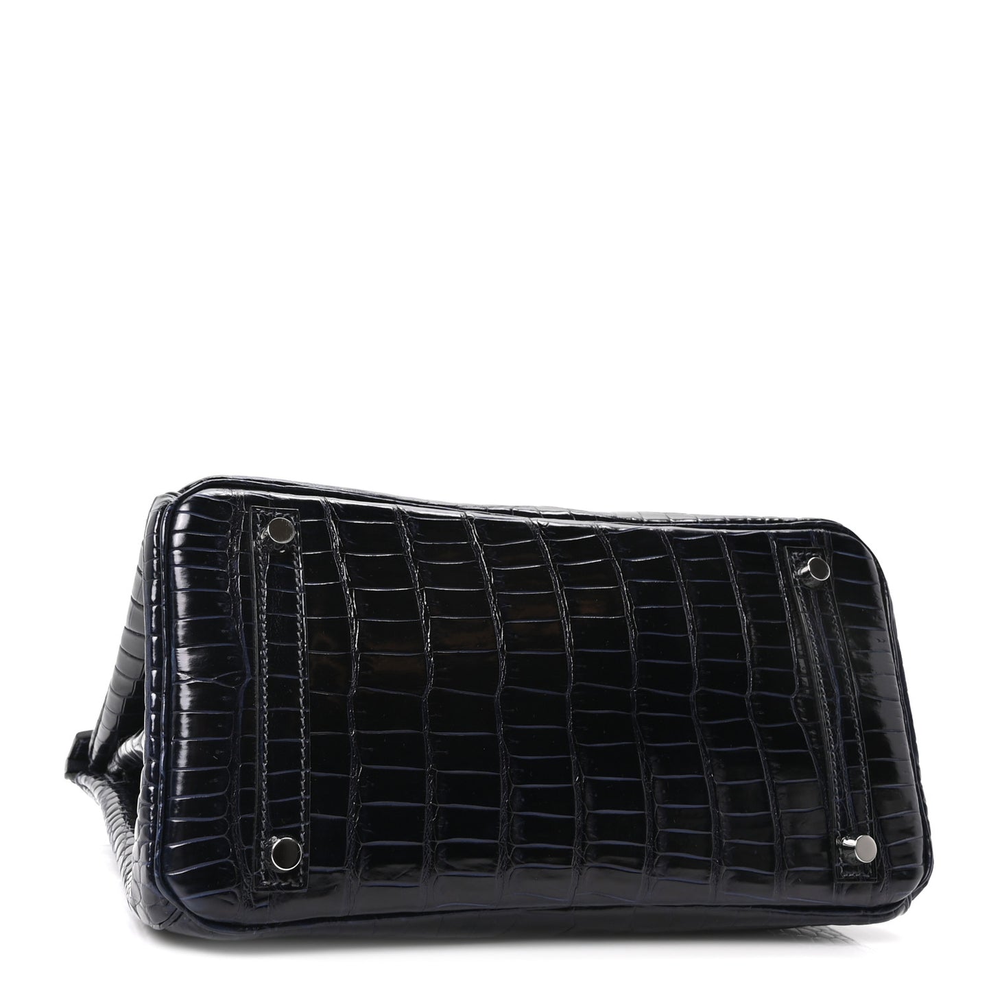 Shiny Porosus Crocodile Birkin 30 Bleu Marine