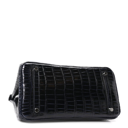 Hermes Shiny Porosus Crocodile Birkin 30 Bleu Marine 4 of 11