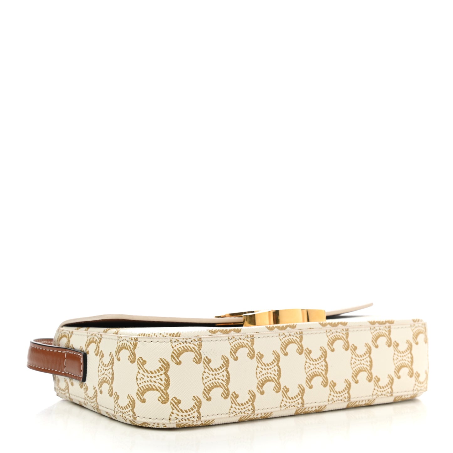 Canvas Calfskin Triomphe Shoulder Bag White