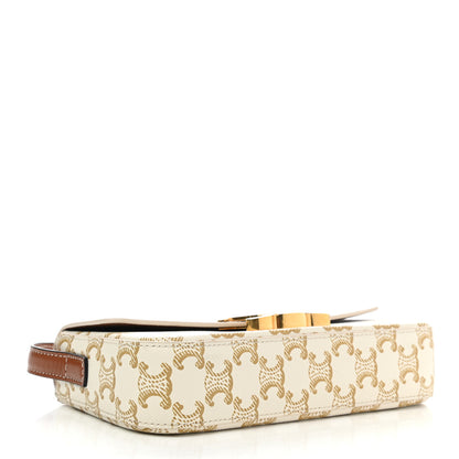 Celine Canvas Calfskin Triomphe Shoulder Bag White 4 of 11