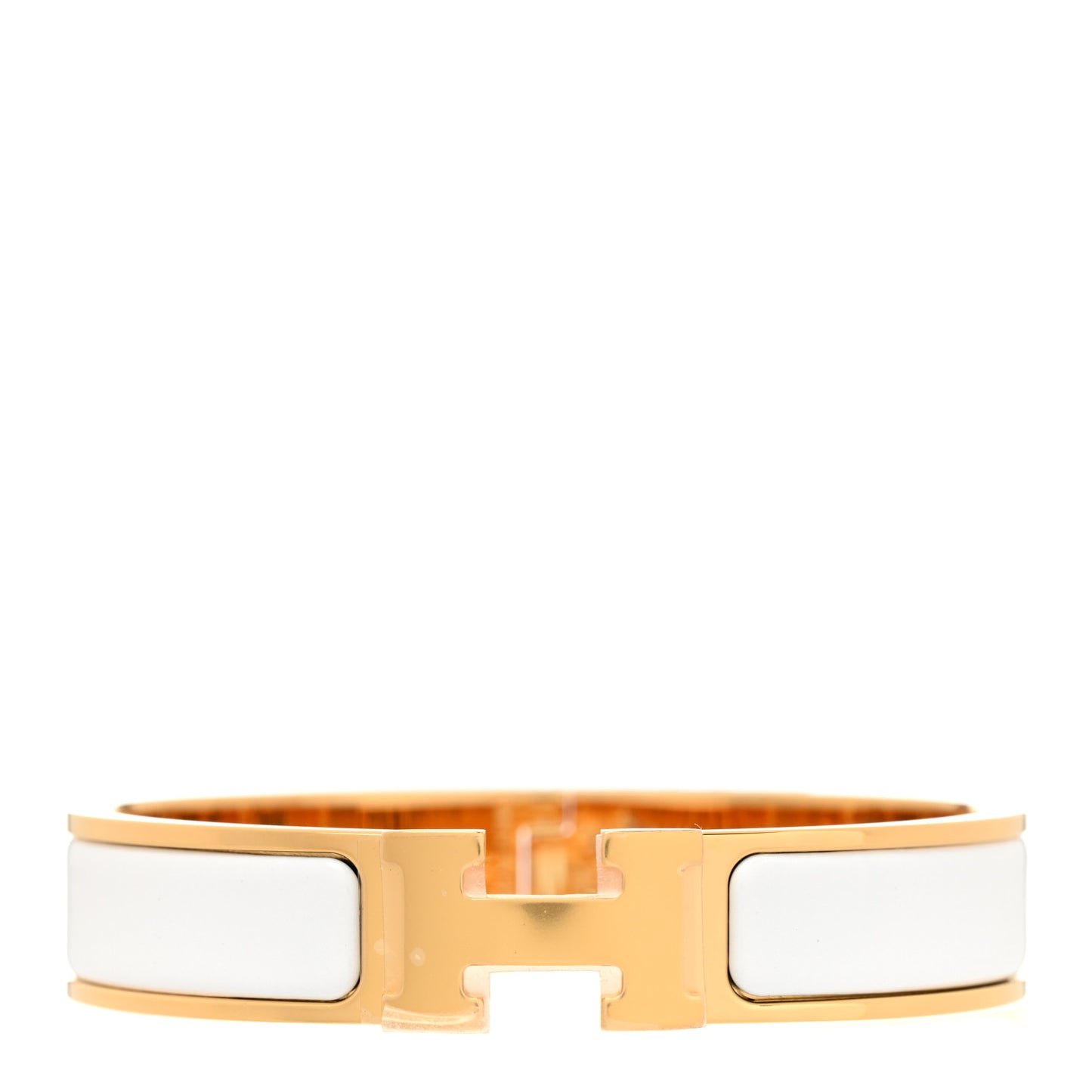 Enamel Narrow Clic Clac H Bracelet PM White
