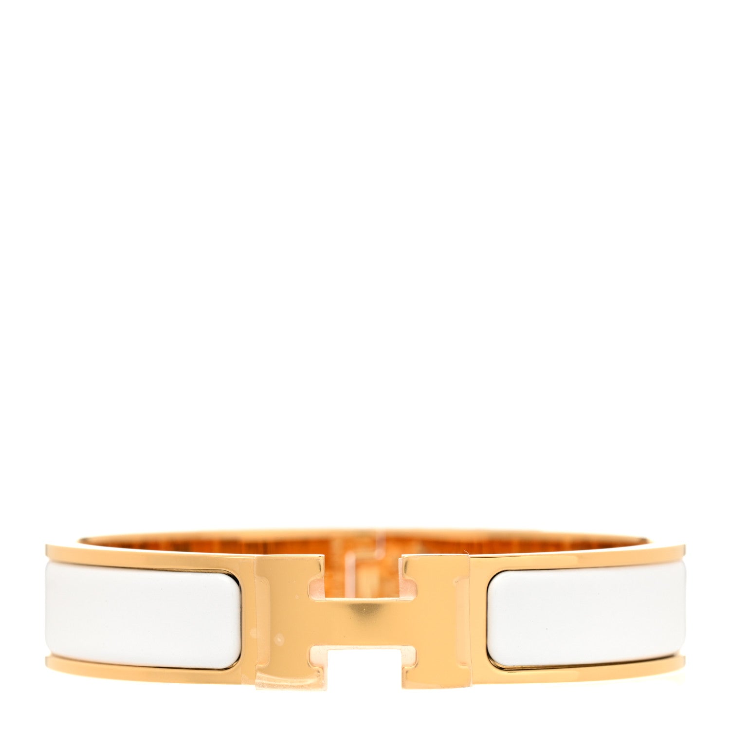 Hermes Enamel Narrow Clic Clac H Bracelet PM White 1 of 5