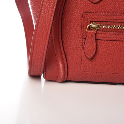 Celine Drummed Calfskin Nano Luggage Coquelicot 16 of 16