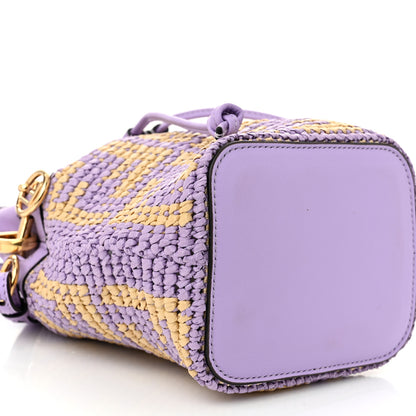 Fendi Raffia Vitello Seta F is Fendi FF Woven Mini Mon Tresor Bucket Bag Anemone Natural 9 of 10