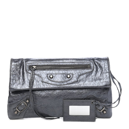 Balenciaga Agneau Classic Hardware Envelope Clutch Gris Hematite 1 of 10