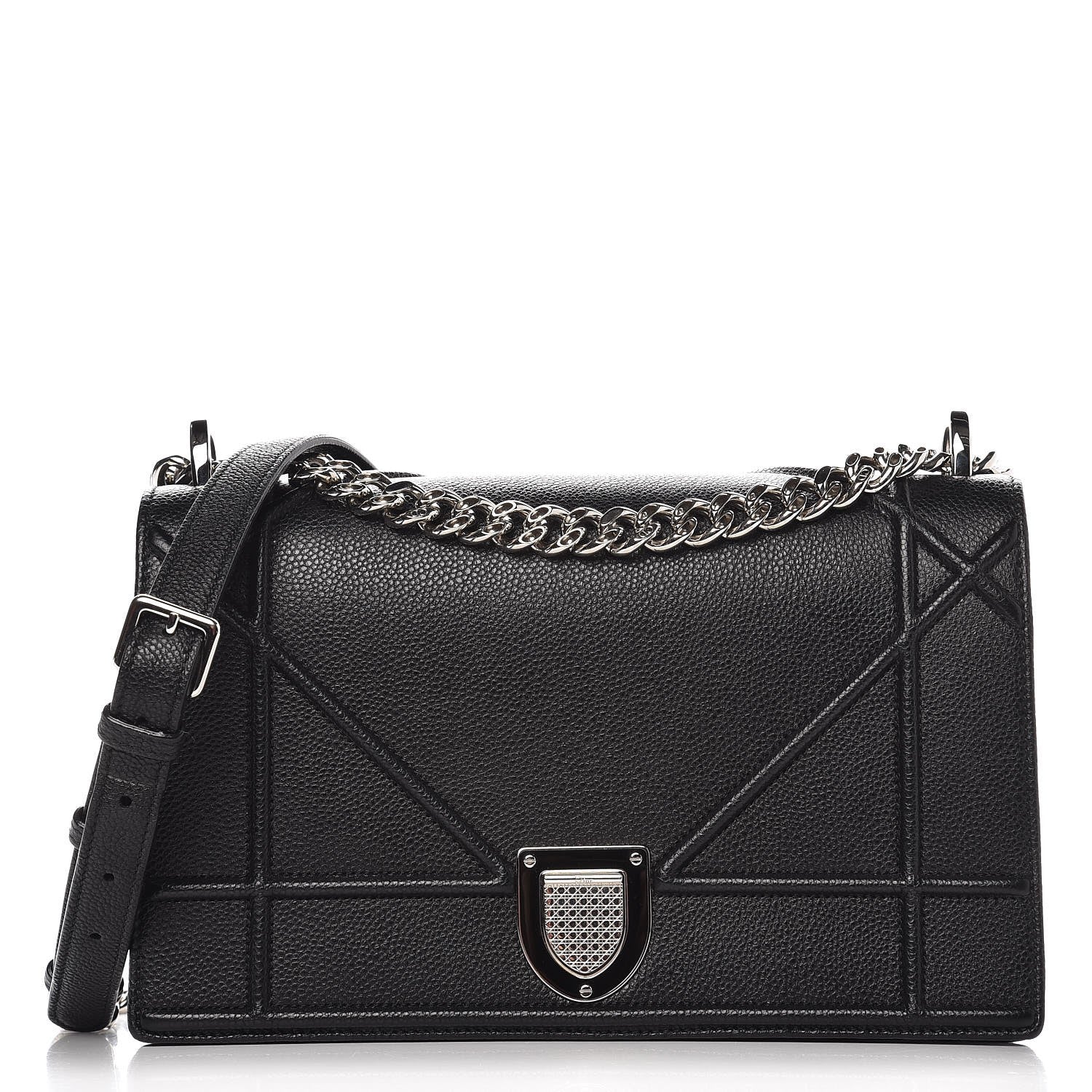 Christian Dior Grained Calfskin Medium Diorama Flap Bag Black 1 of 8