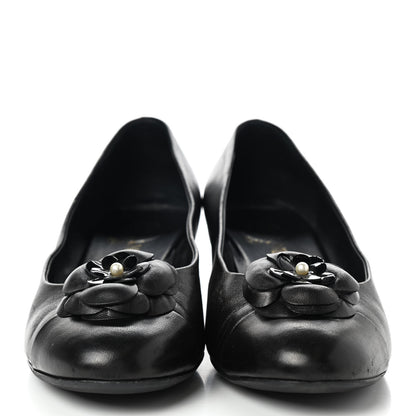 Chanel Lambskin Pearl Camellia Cap Toe Pumps 41 Black 2 of 14