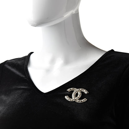 Chanel Pearl Crystal CC Brooch Gold 2 of 5