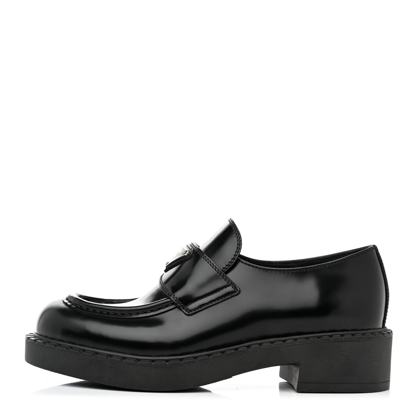 Spazzolato Metal Triangle Logo 50mm Loafers 37 Black