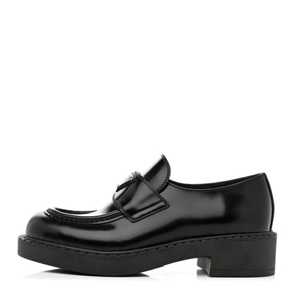 Prada Spazzolato Metal Triangle Logo 50mm Loafers 37 Black 1 of 9
