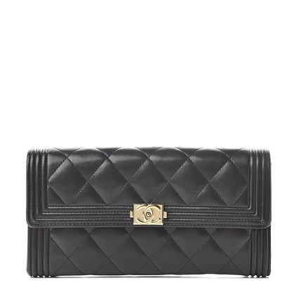 Chanel Lambskin Quilted Boy Flap Wallet Black 1 of 20