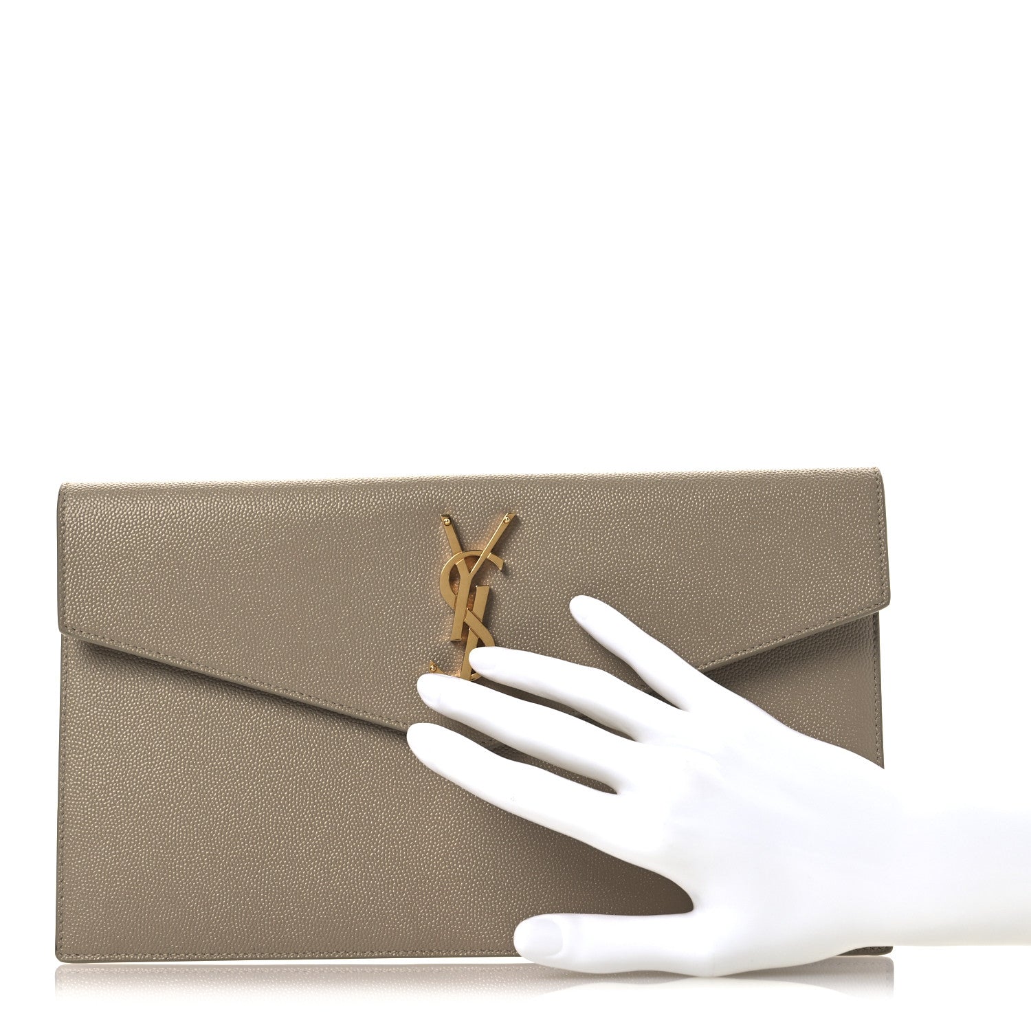 Saint Laurent Grain De Poudre Uptown Pouch Dark Beige 2 of 9