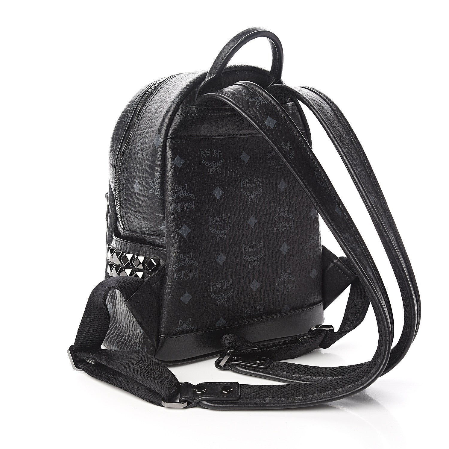 MCM Visetos Side Stud Mini Stark Backpack Black 2 of 10