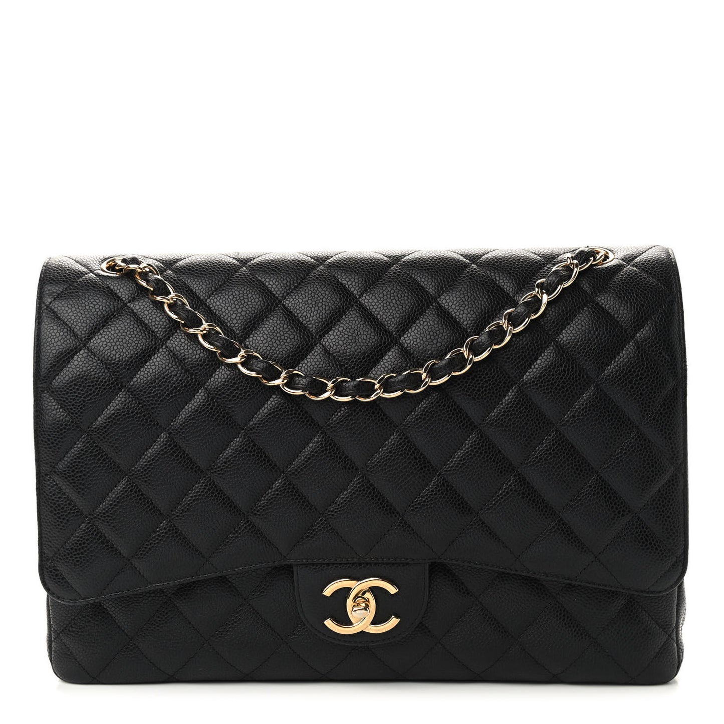 Caviar Quilted Maxi Double Flap Black