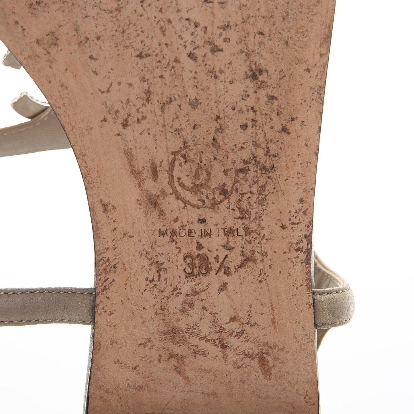 Lambskin Crystal CC Thong Sandals 38.5 Beige