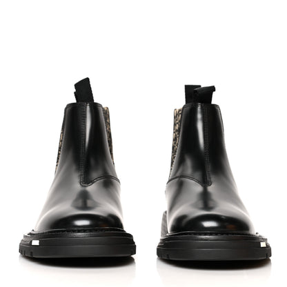 Christian Dior Calfskin Oblique Mens Explorer II Chelsea Boots 39 Beige Black 2 of 8