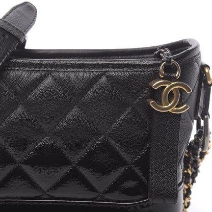 Chanel Patent Goatskin Quilted Small Gabrielle Hobo Black 10 of 12