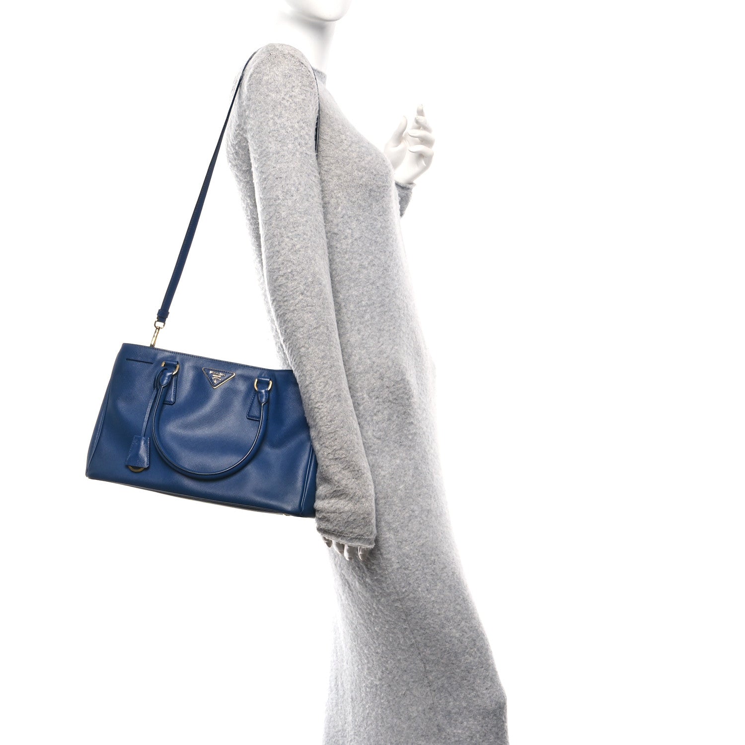 Prada Saffiano Lux Medium Tote Bluette 2 of 9