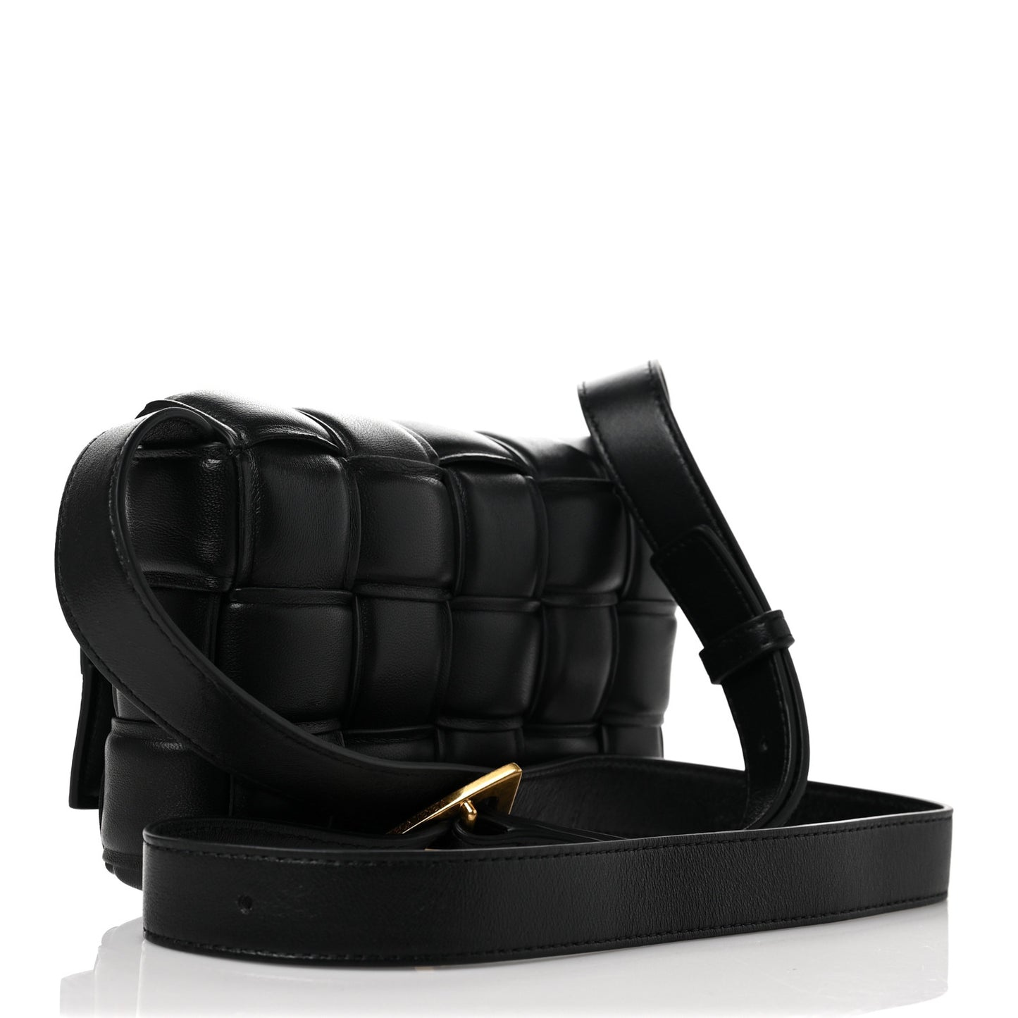 Nappa Maxi Intreccio Small Padded Cassette Crossbody Bag Black
