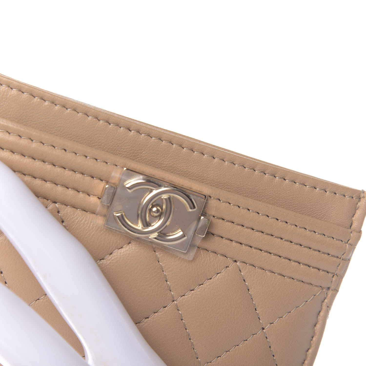 Chanel Lambskin Quilted Boy Card Holder Beige 10 of 11