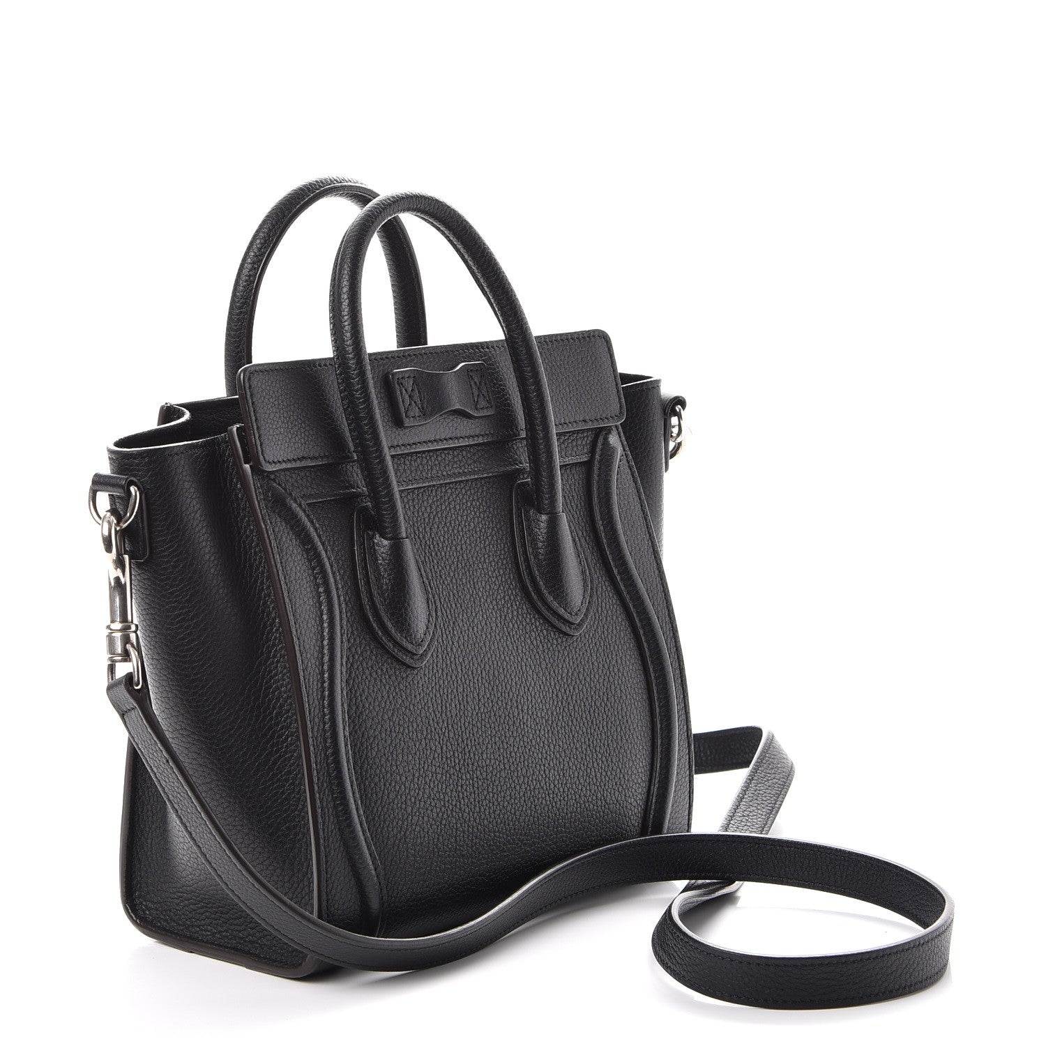 Celine Drummed Calfskin Nano Luggage Black 3 of 9
