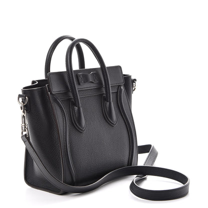 Celine Drummed Calfskin Nano Luggage Black 3 of 9