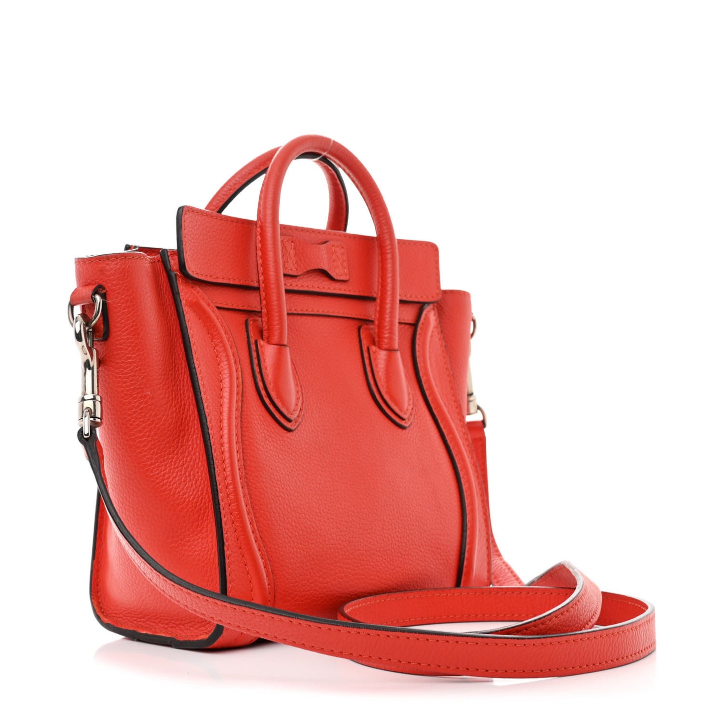 Drummed Calfskin Nano Luggage Vermillion