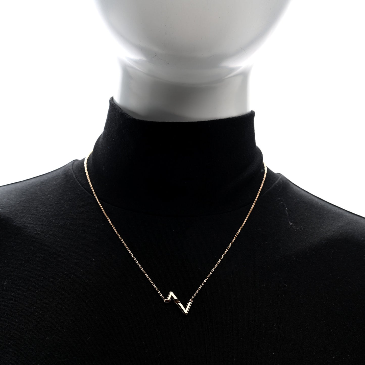 18K Yellow Gold LV Volt Upside Down Pendant Necklace