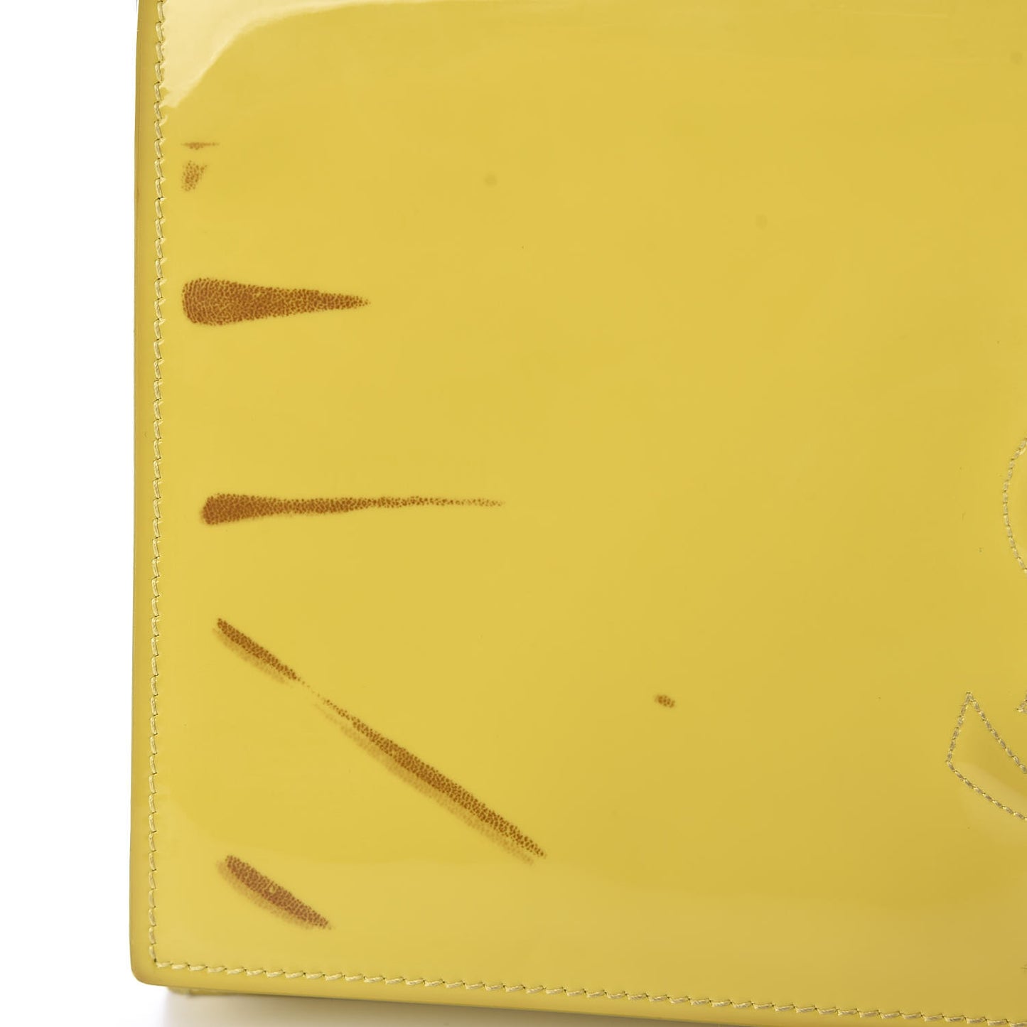 Patent Calfskin Large Belle De Jour Clutch Yellow