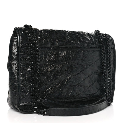 Saint Laurent SAINT LAURENT Crinkled Calfskin Matelasse Monogram Medium Niki Chain Satchel Black 3 of 9