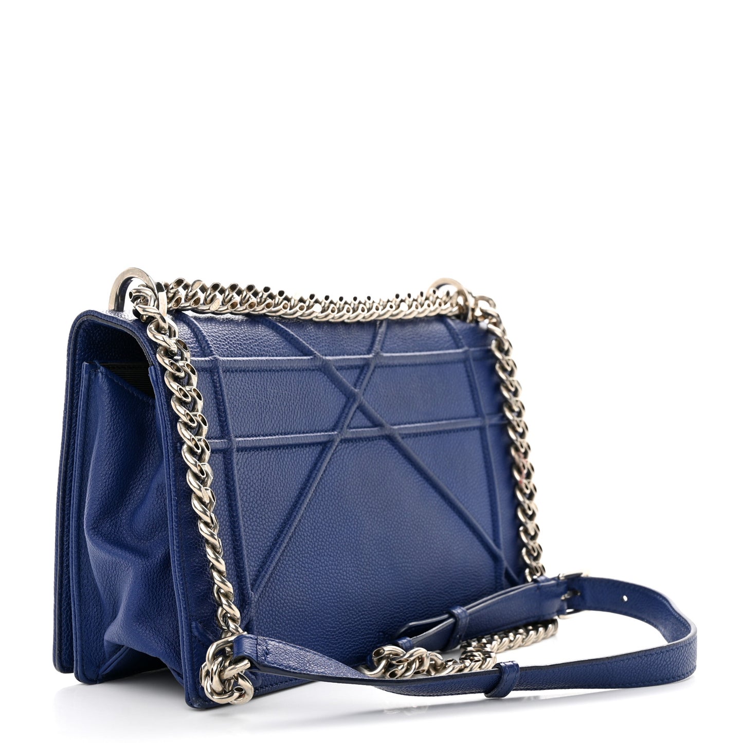 Grained Calfskin Medium Diorama Flap Bag Blue