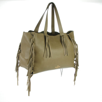 Valentino Garavani Grained Calfskin C-Rockee Fringe Tote Army Green 3 of 7