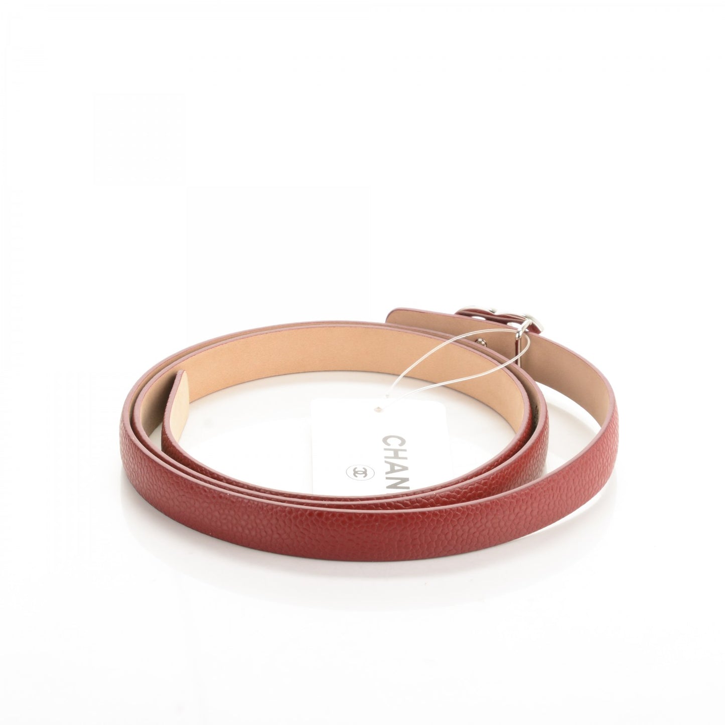 Caviar CC Logo Skinny Belt 95 38 Dark Red