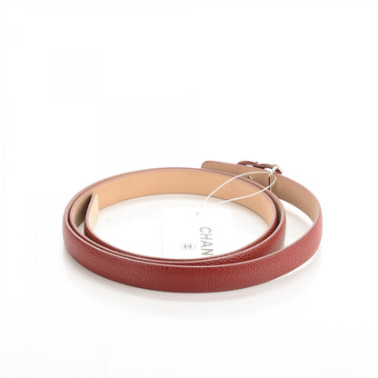 Chanel Caviar CC Logo Skinny Belt 95 38 Dark Red 3 of 8