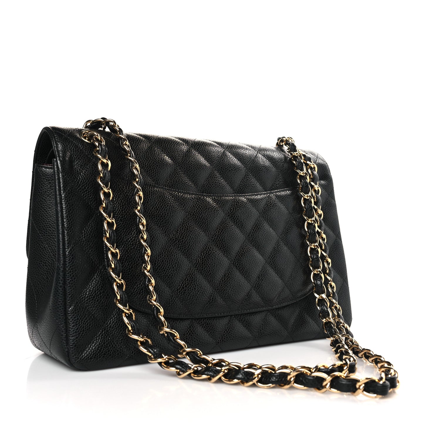Caviar Quilted Jumbo Double Flap Black