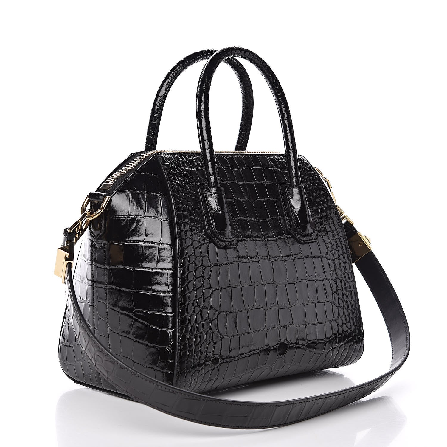 Givenchy Calfskin Crocodile Embossed Small Antigona Black 3 of 13