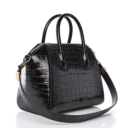 Givenchy Calfskin Crocodile Embossed Small Antigona Black 3 of 13