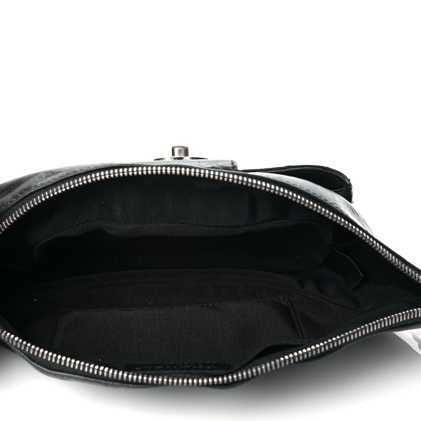Crumpled Calfskin Quilted Casual Rock Waist Bag Fanny Pack Black