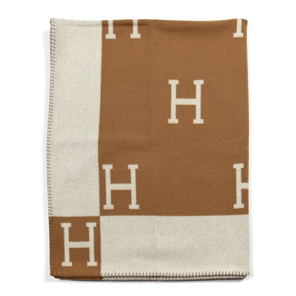 Hermes Wool Cashmere Avalon Blanket Ecru Camel 1 of 3