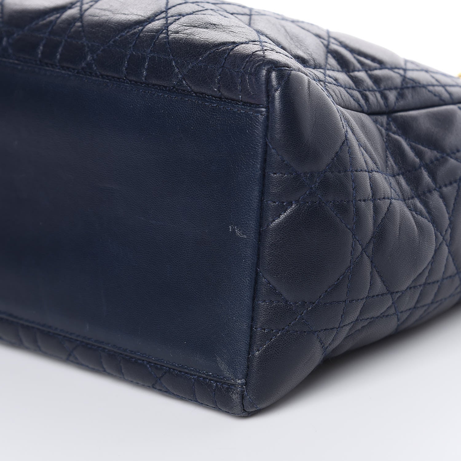 Christian Dior Lambskin Cannage Medium Lady Dior Navy Blue 9 of 17