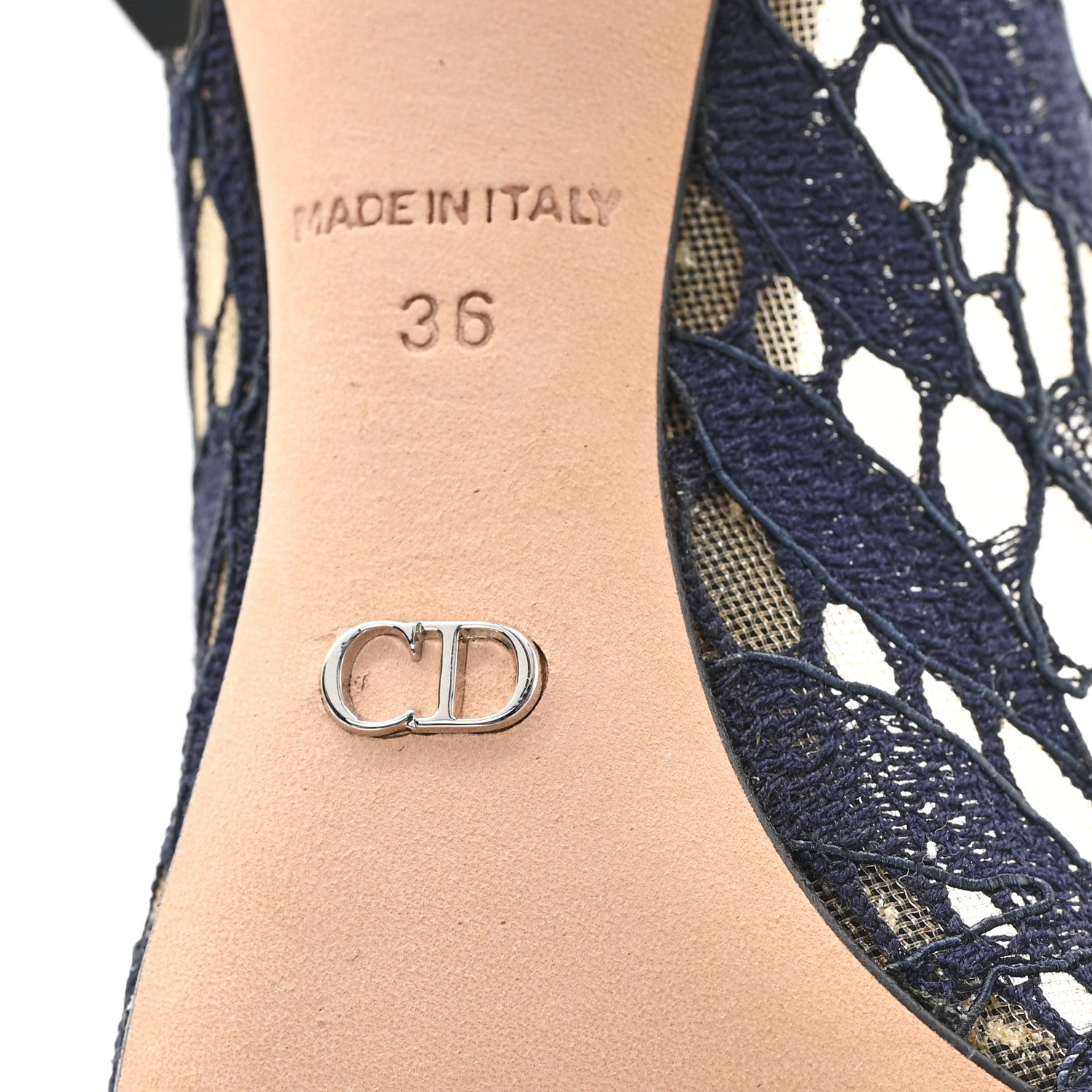 Christian Dior Calfskin Mesh Lace Pumps 36 Marine Blu 7 of 8