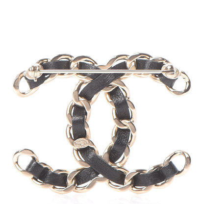 Chanel Lambskin Chain CC Brooch Black Gold 3 of 5