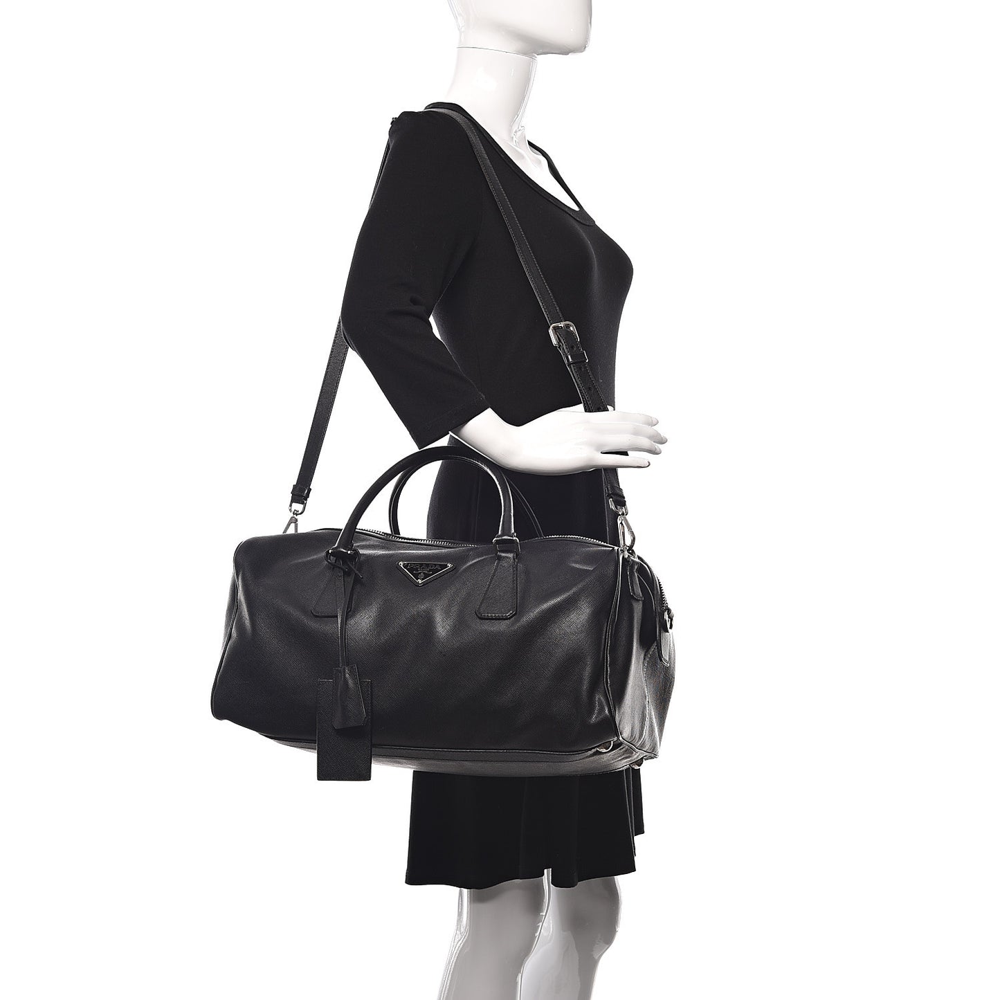 Saffiano Duffle Travel Bag Black