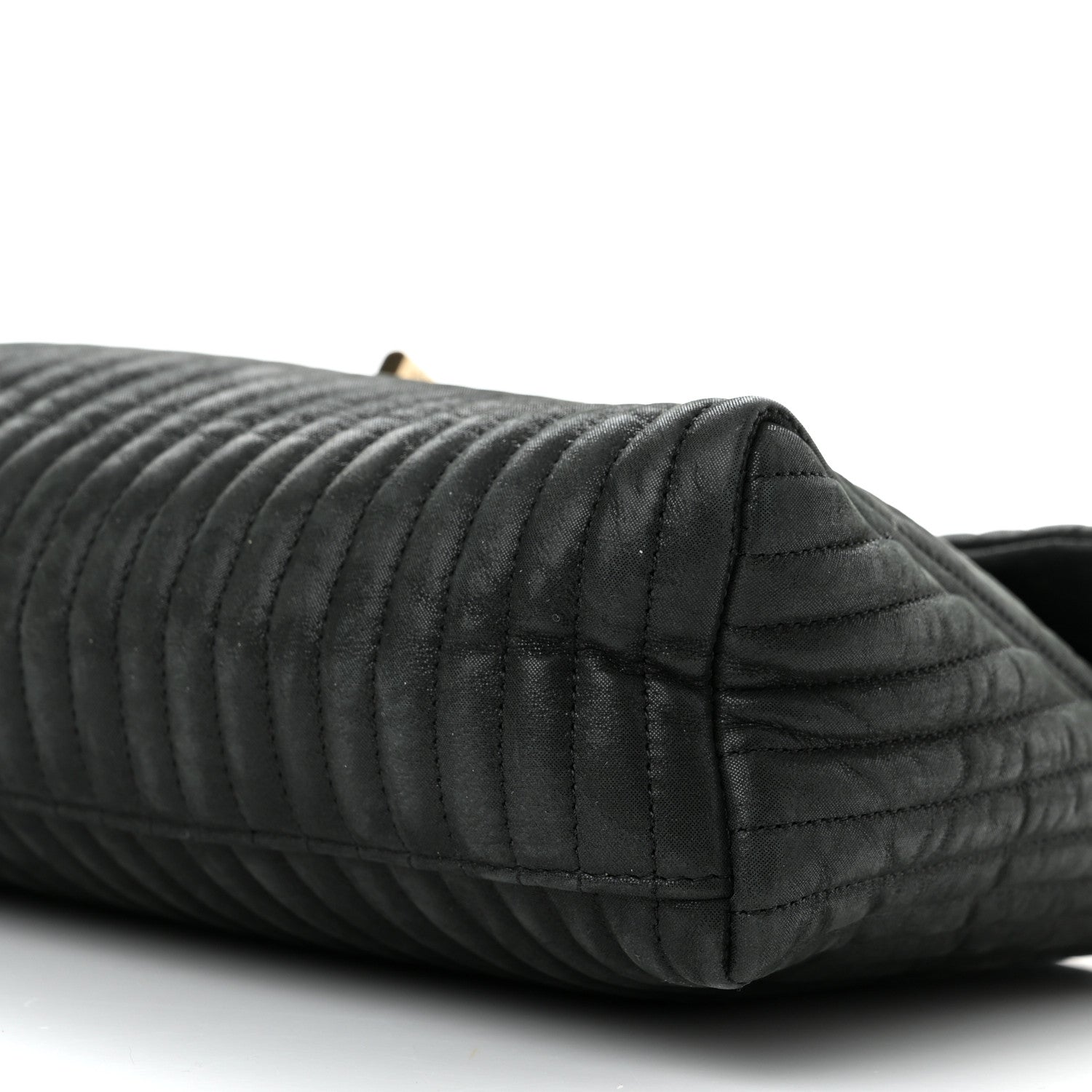 Chanel Iridescent Calfskin Vertical Quilted Mademoiselle Lock Bijoux Flap Shoulder Bag Black 9 of 9
