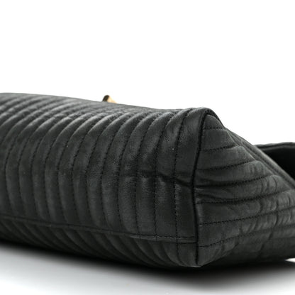 Chanel Iridescent Calfskin Vertical Quilted Mademoiselle Lock Bijoux Flap Shoulder Bag Black 9 of 9