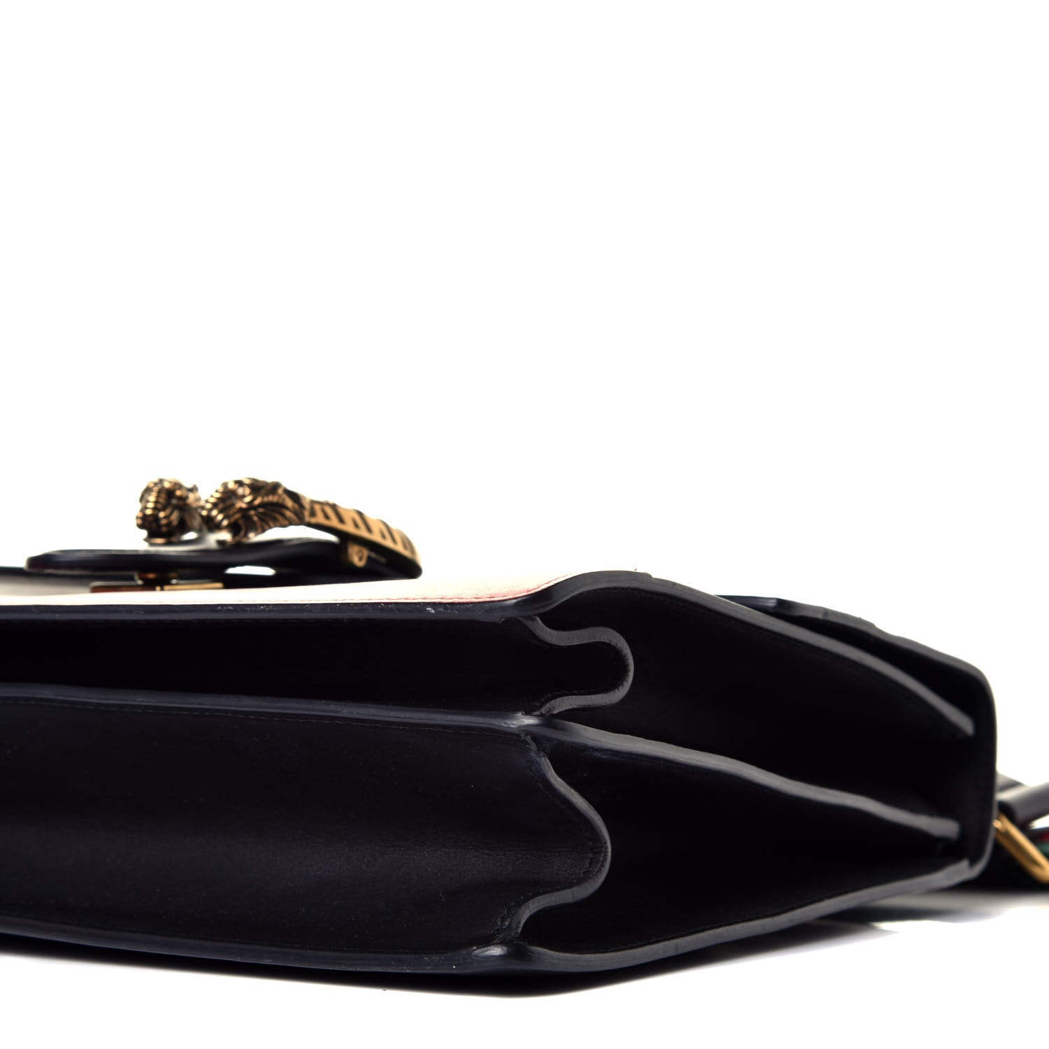 Gucci Calfskin Bamboo Web Large Dionysus Top Handle Bag Black Bright Evergreen Hibiscus Red 8 of 10