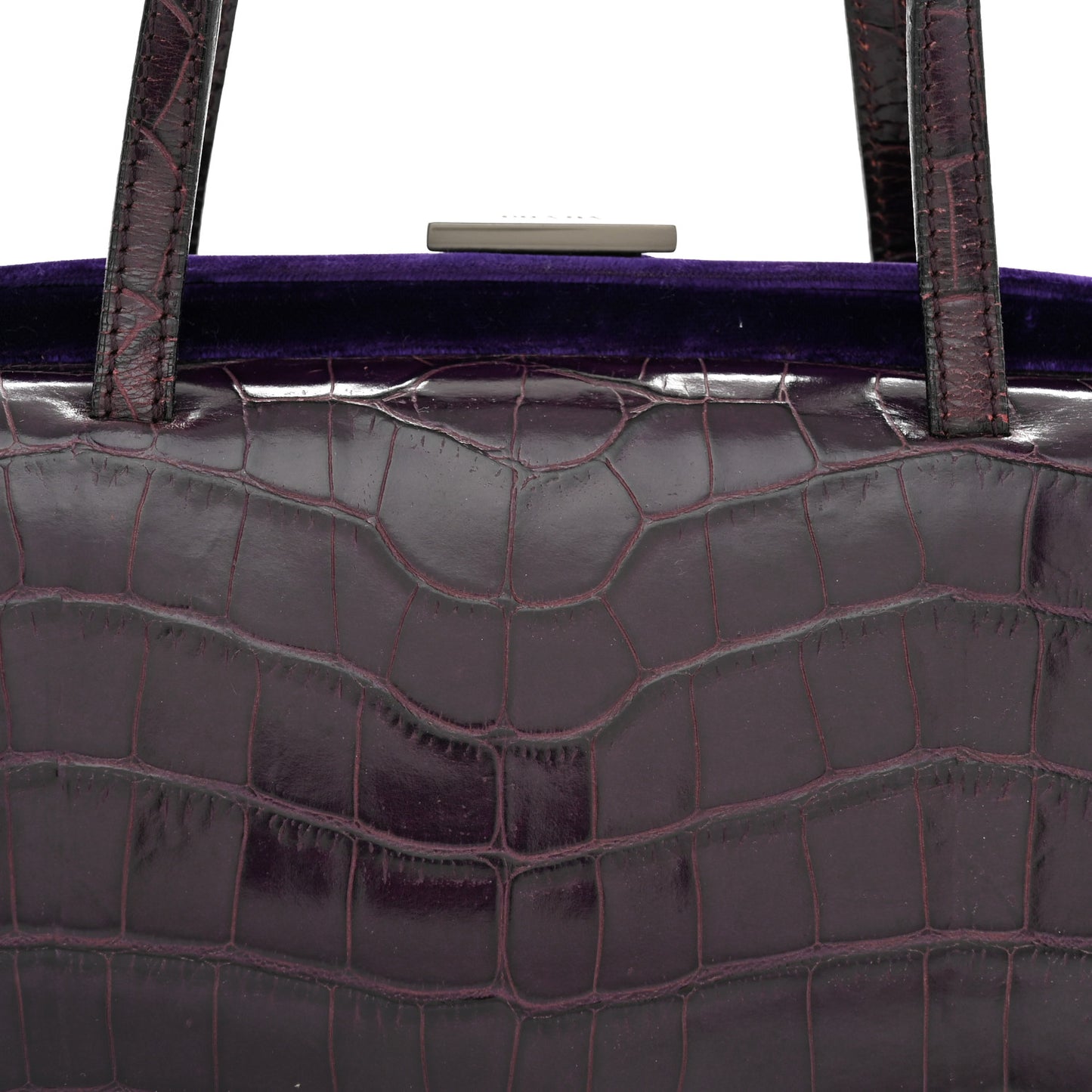 Crocodile Velvet Frame Bag Purple