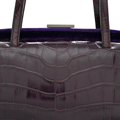 Prada Crocodile Velvet Frame Bag Purple 7 of 10